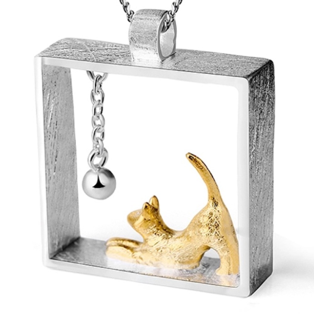 Playful Kitten gold and Silver plated Pendant